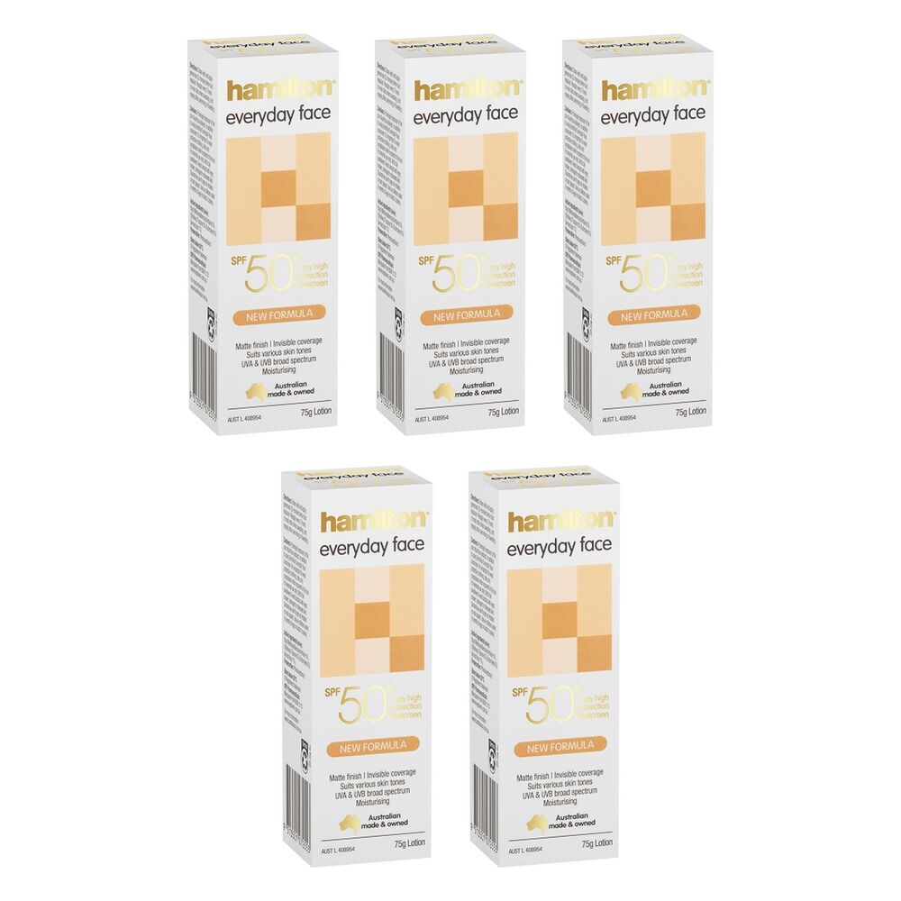 Hamilton Everyday Face Lotion SPF 50+ 75g Pack of 5