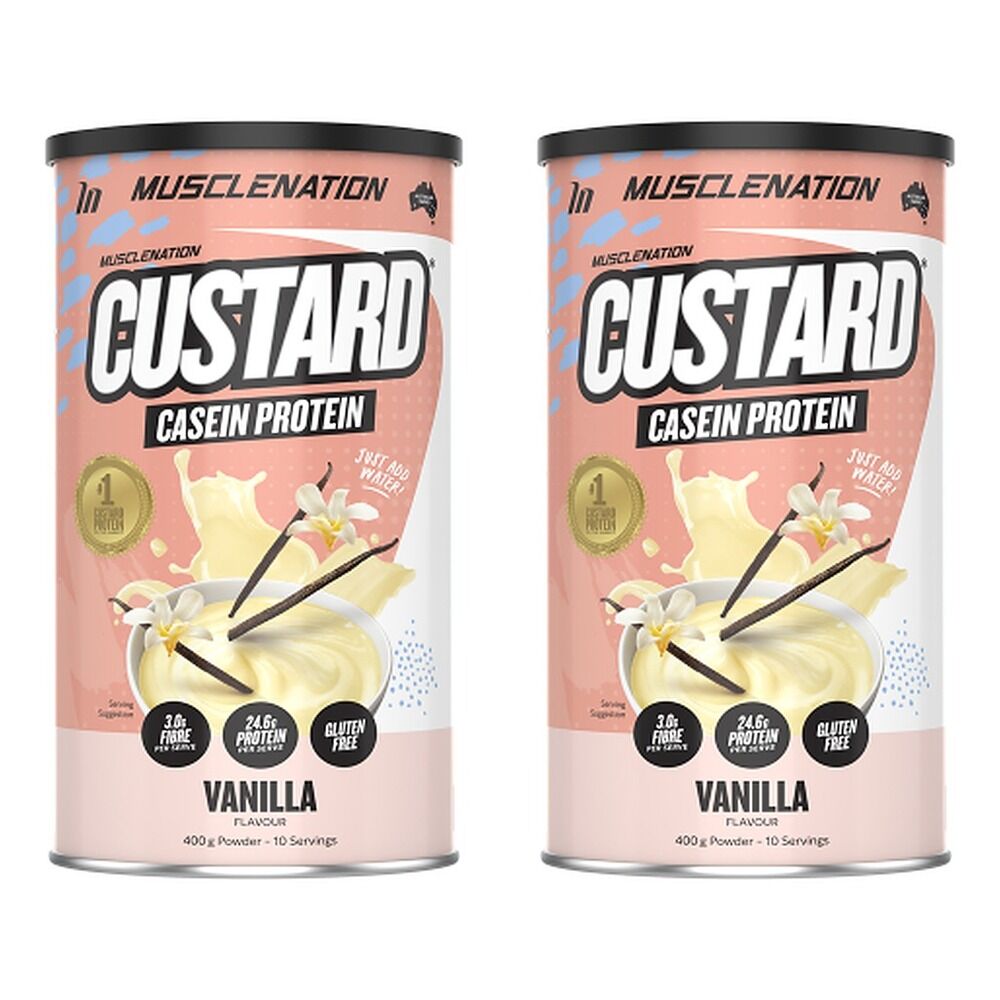 Muscle Nation Custard Casein Protein Vanilla 400g Pack of 2