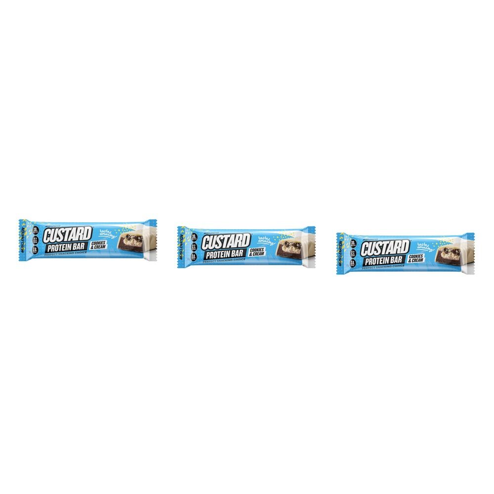 Muscle Nation Protein Custard Bar Cookies & Cream 60g x 12 Bundle of 3