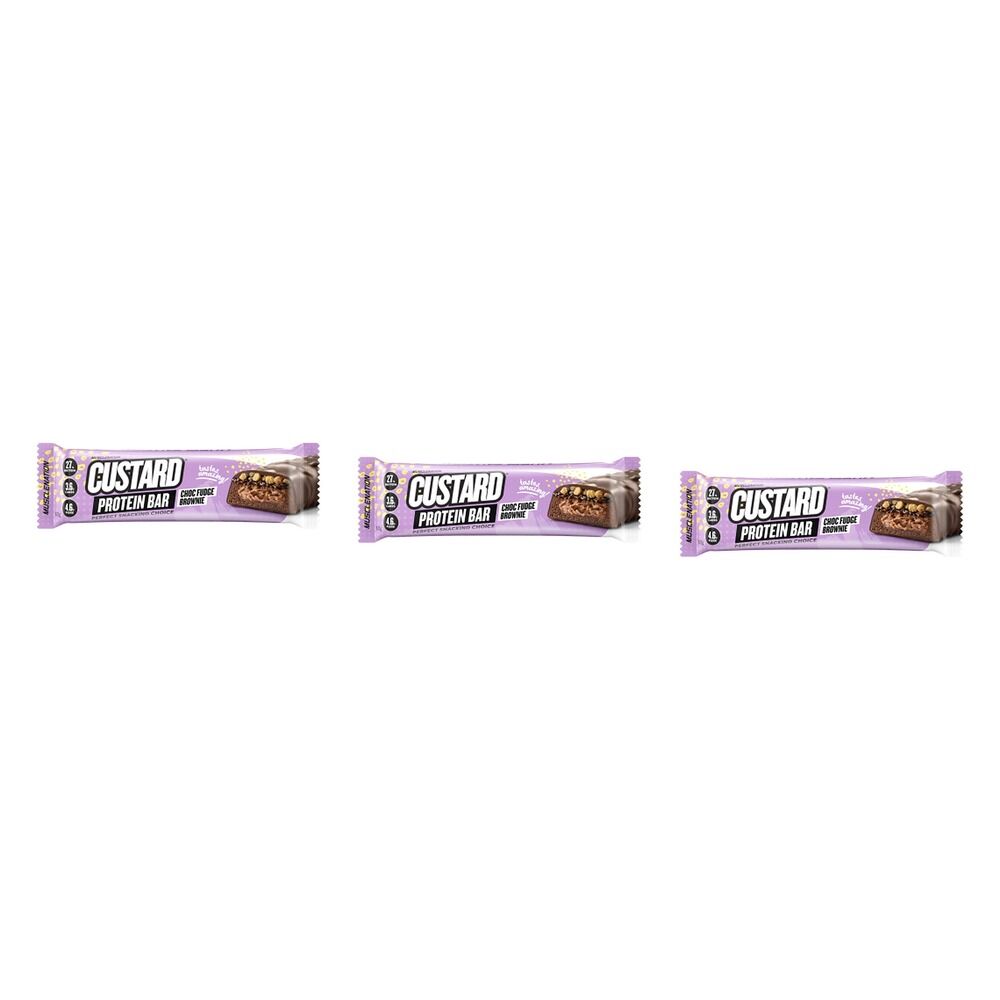 Muscle Nation Protein Custard Bar Choc Fudge Brownie 60g x 12 Bundle of 3