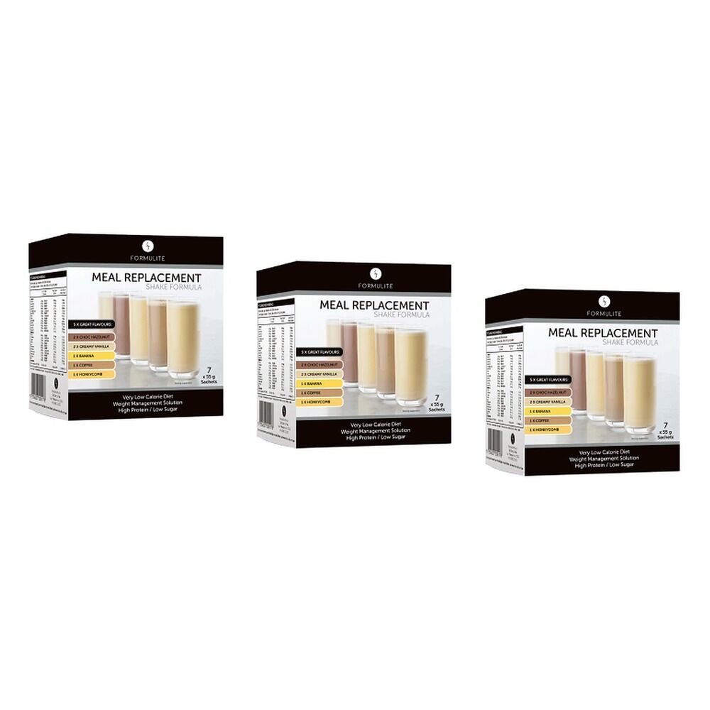 Formulite Meal Replacement Shake Mixed Flavours 55g x 7 Sachets Pack of 3