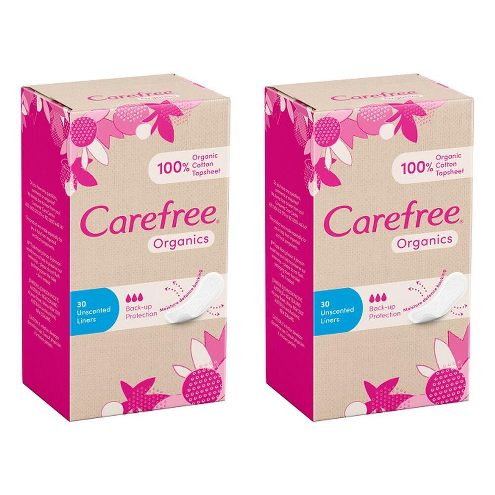 Carefree Organics Unscented Liners 30 Pack Bundle of 2