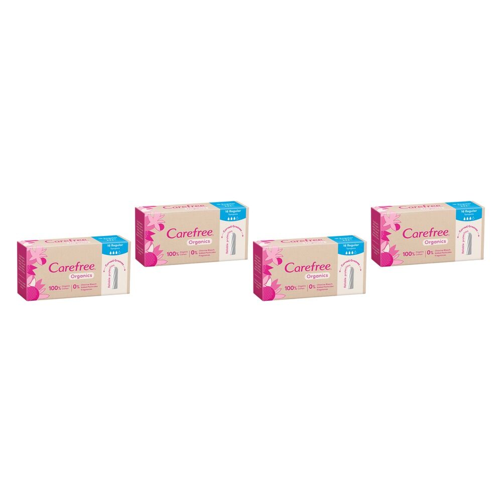Carefree Organics Regular Tampons 16 Pack Bundle of 4