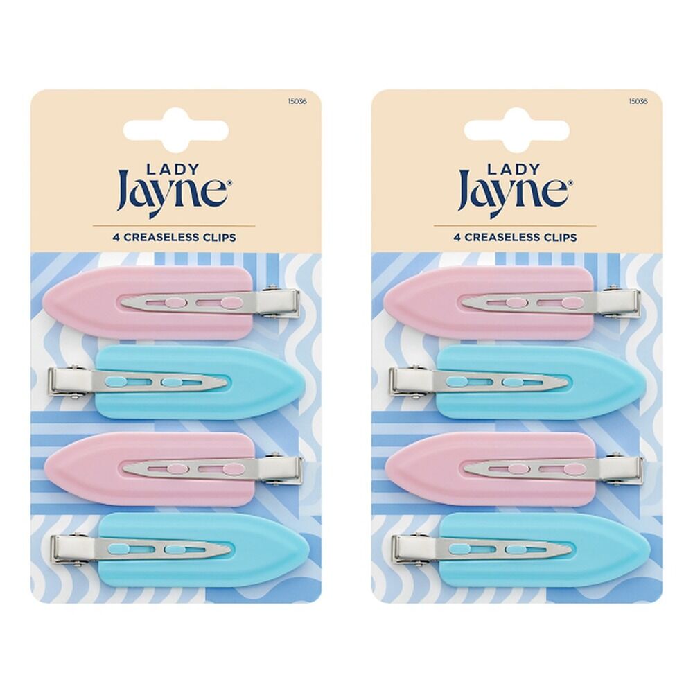 Lady Jayne Multi-Coloured Creaseless Clips Assorted Colours 4 Pack Bundle of 2