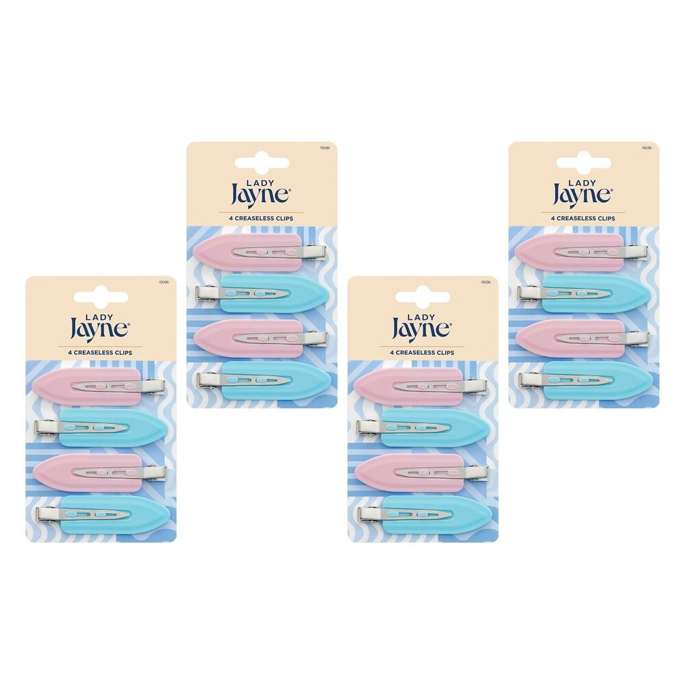 Lady Jayne Multi-Coloured Creaseless Clips Assorted Colours 4 Pack Bundle of 4