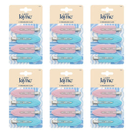Lady Jayne Multi-Coloured Creaseless Clips Assorted Colours 4 Pack Bundle of 6