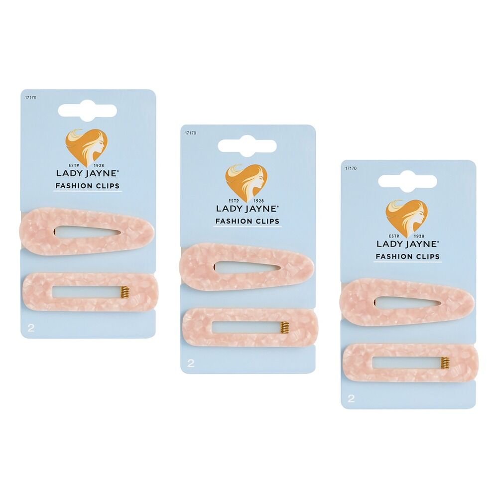 Lady Jayne Fashion Clips Assorted Colours 2 Pack Bundle of 3