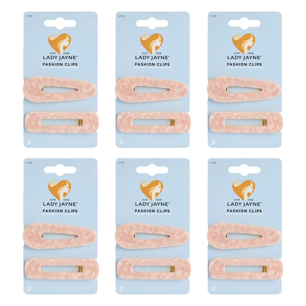 Lady Jayne Fashion Clips Assorted Colours 2 Pack Bundle of 6