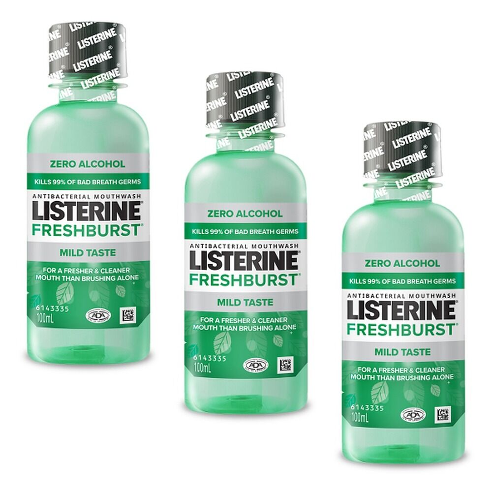 Listerine Freshburst Zero Mouthwash 100mL Pack of 3