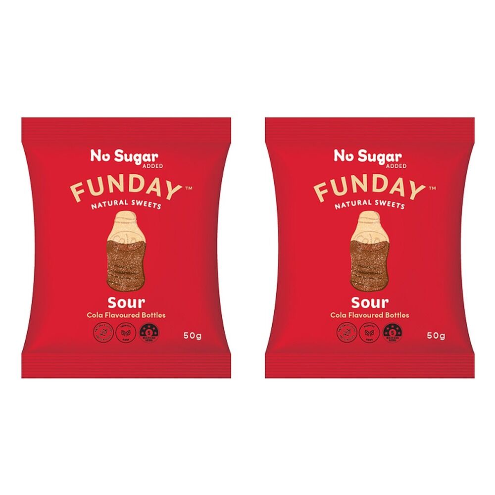 Fun Day Sour Cola Gummy Bottles 50g x 12 Bundle of 2