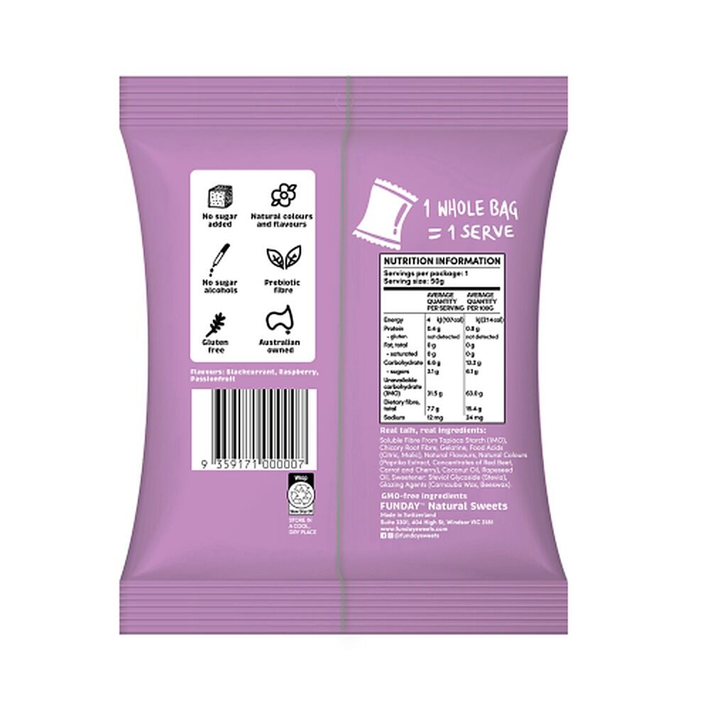 Fun Day Natural Sweets Fruit Flavoured Gummy Snakes 50g x 6