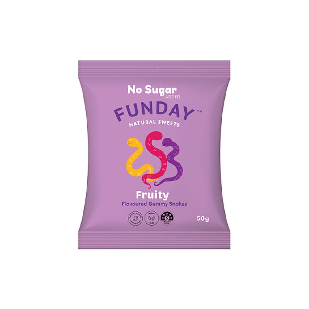 Fun Day Natural Sweets Fruit Flavoured Gummy Snakes 50g x 6