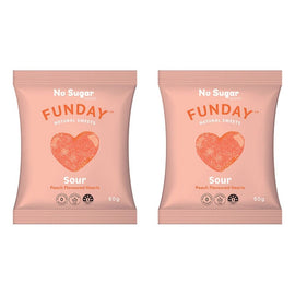 Fun Day Natural Sweets Sour Peach Flavoured Hearts 50g x 12 Bundle of 2