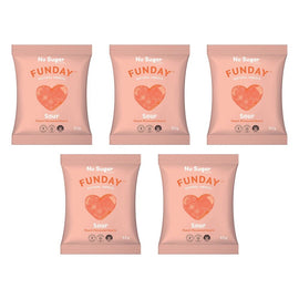 Fun Day Natural Sweets Sour Peach Flavoured Hearts 50g x 12 Bundle of 5