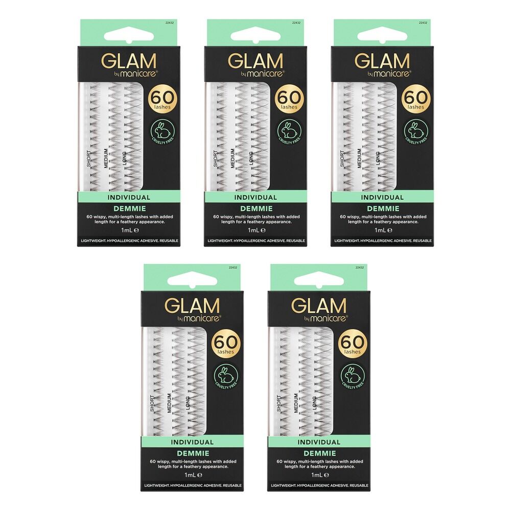 Glam by Manicare Individual Lashes Demmie 60 Pack Bundle of 5