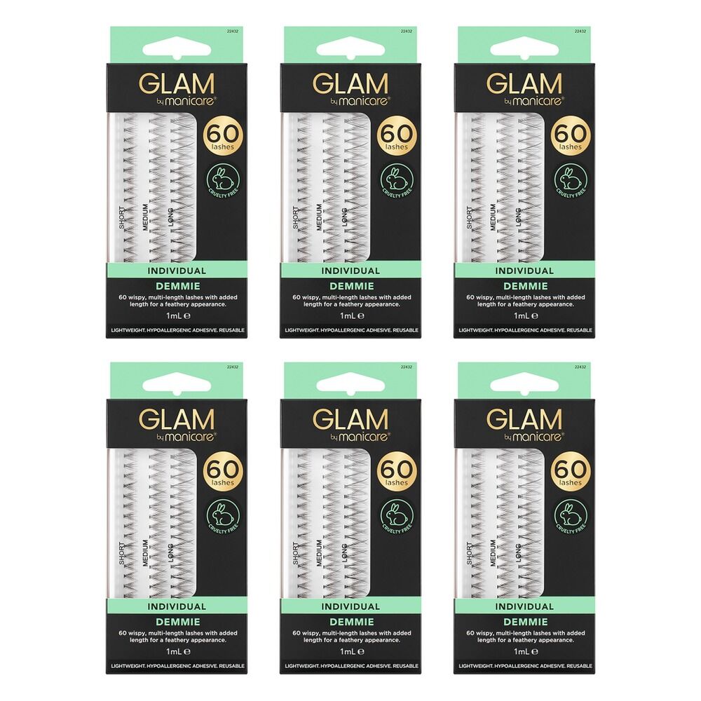 Glam by Manicare Individual Lashes Demmie 60 Pack Bundle of 6
