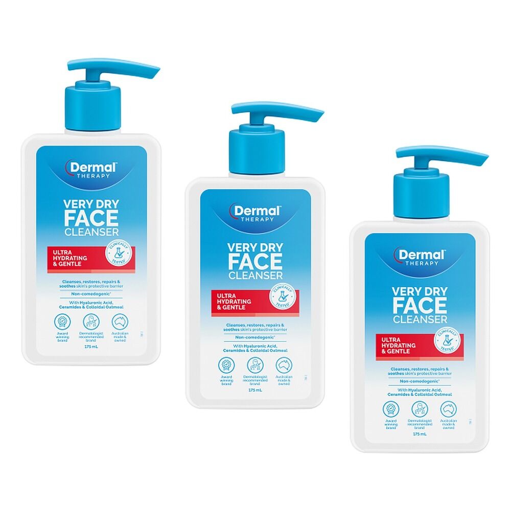 Dermal Therapy Very Dry Face Cleanser 175mL Pack of 3