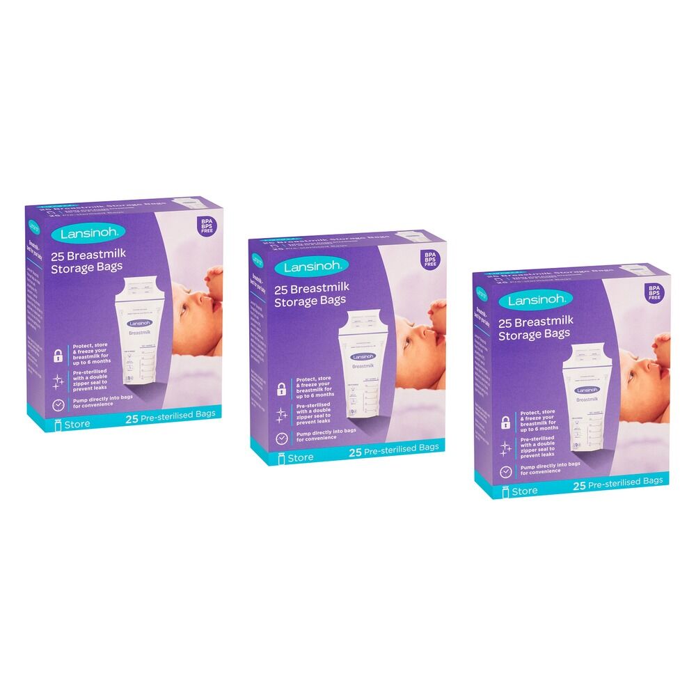 Lansinoh Breastmilk Storage Bags 25 Pack Bundle of 3