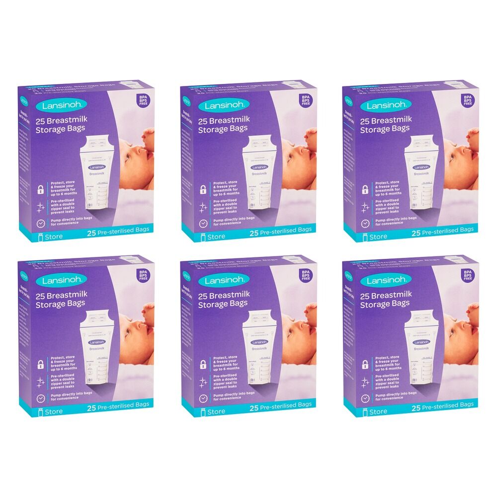 Lansinoh Breastmilk Storage Bags 25 Pack Bundle of 6