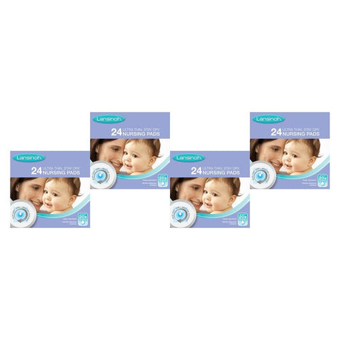 Lansinoh Ultra Thin Stay Dry Nursing Pads 24 Pack Bundle of 4