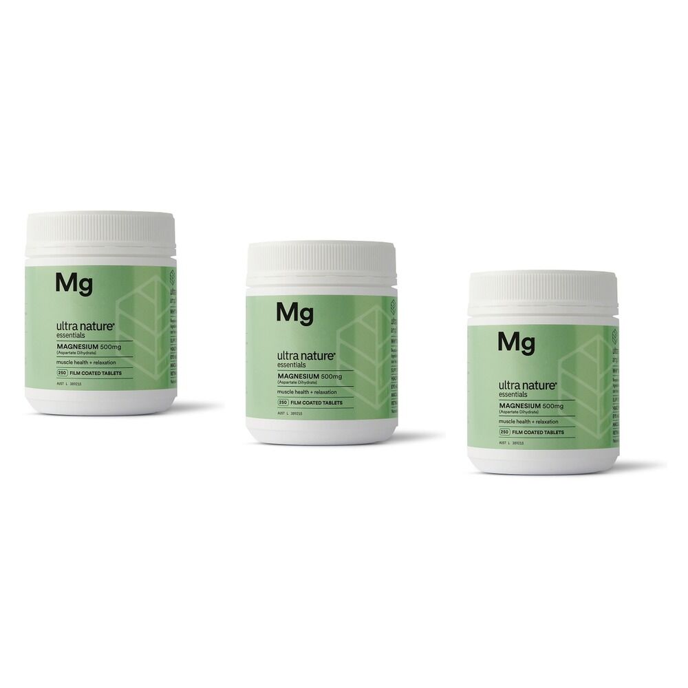 Ultra Nature Essentials Magnesium 500mg 250 Tablets Pack of 3