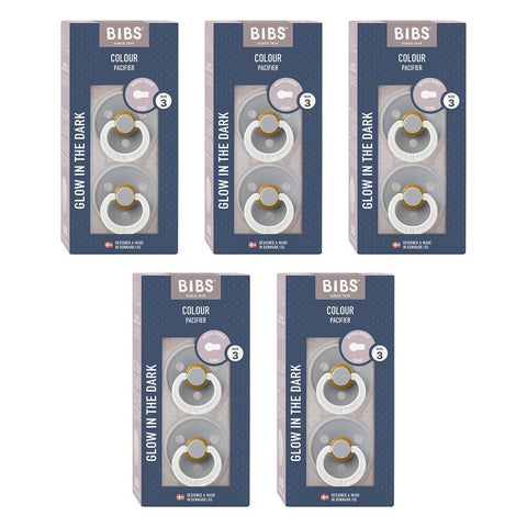Bibs Colour Pacifier Glow in the Dark Cloud Size 3 2 Pack Bundle of 5
