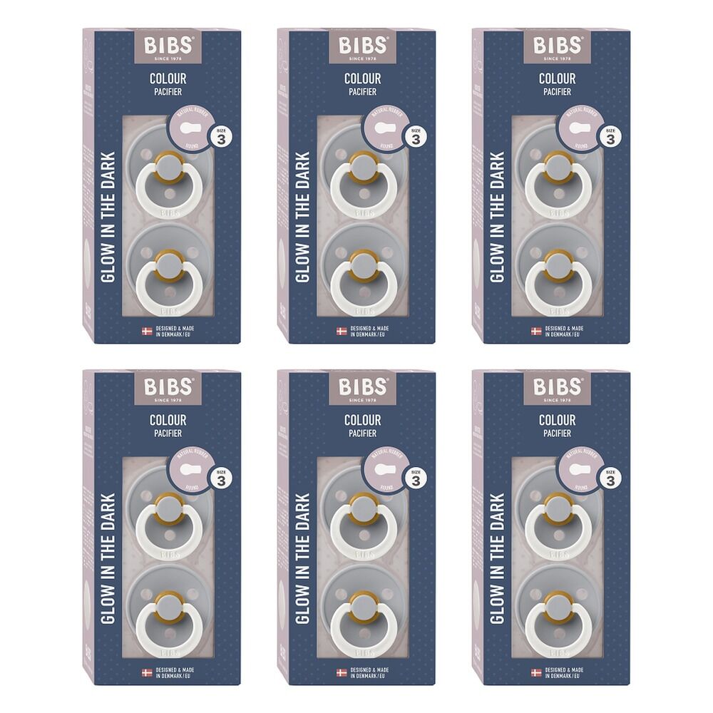 Bibs Colour Pacifier Glow in the Dark Cloud Size 3 2 Pack Bundle of 6