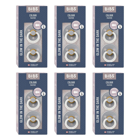 Bibs Colour Pacifier Glow in the Dark Cloud Size 3 2 Pack Bundle of 6
