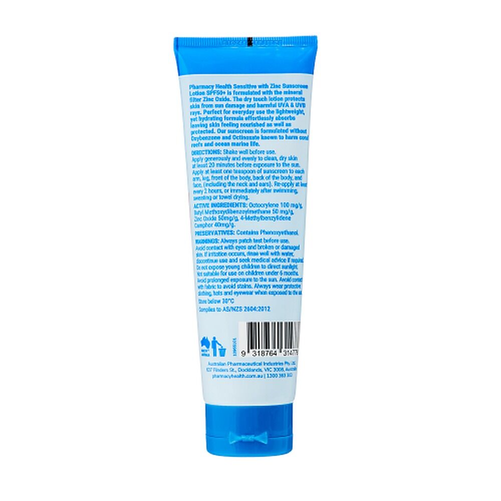Pharmacy Health Sunscreen Sensitive Zinc SPF50+ 100mL