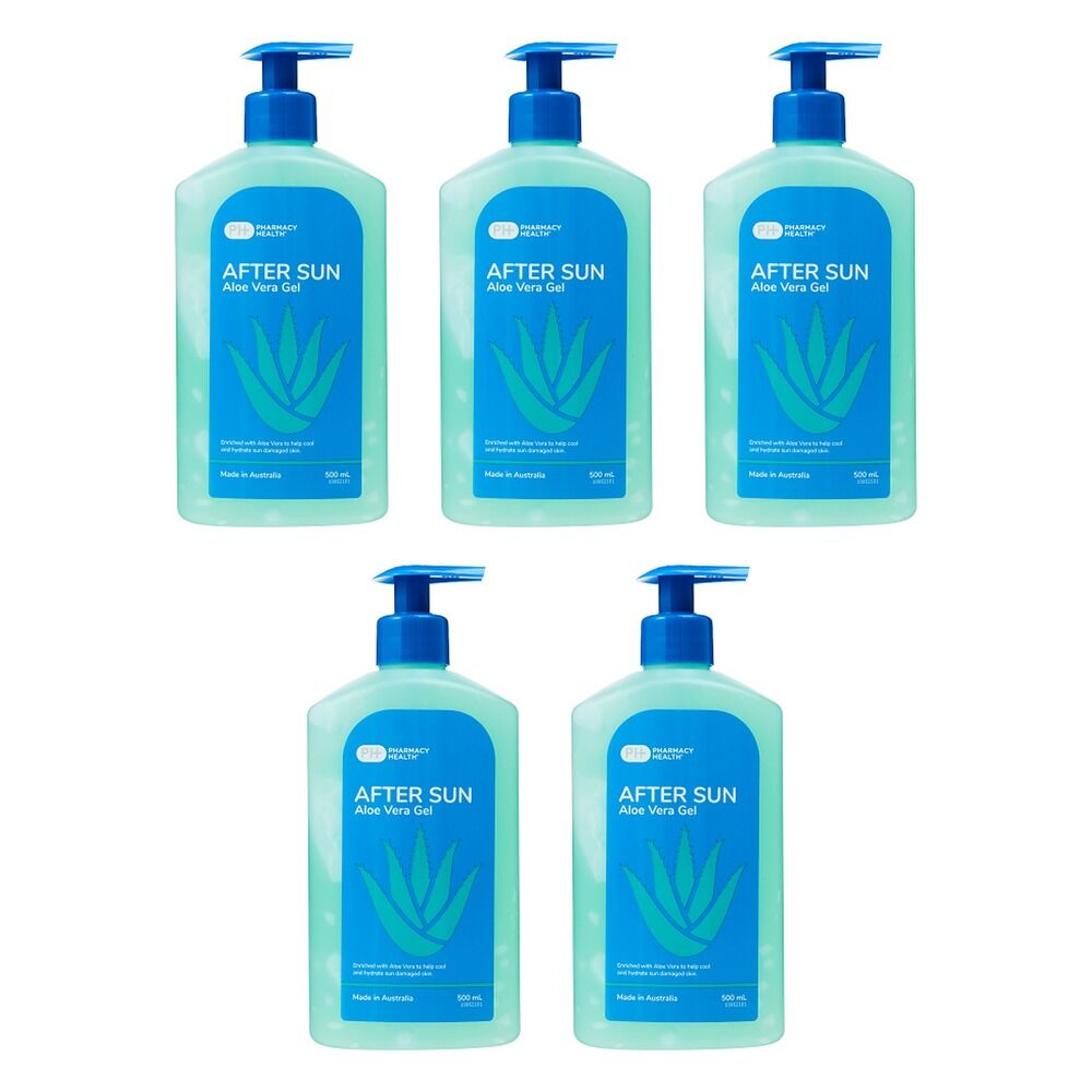Pharmacy Health After Sun Aloe Vera Gel Pump 500ml Pack of 5