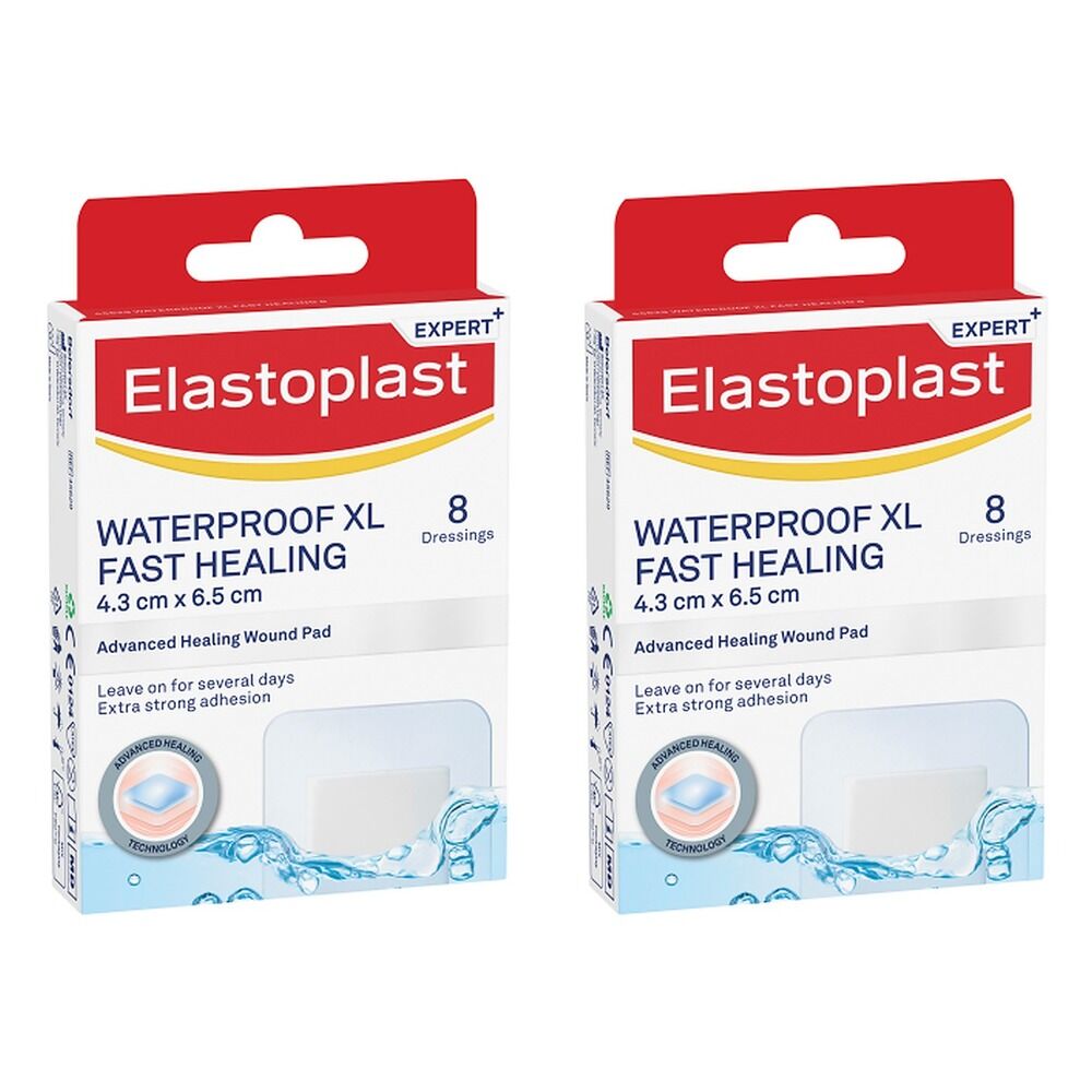 Elastoplast Waterproof XL Fast Healing Dressing 8 Pack Bundle of 2