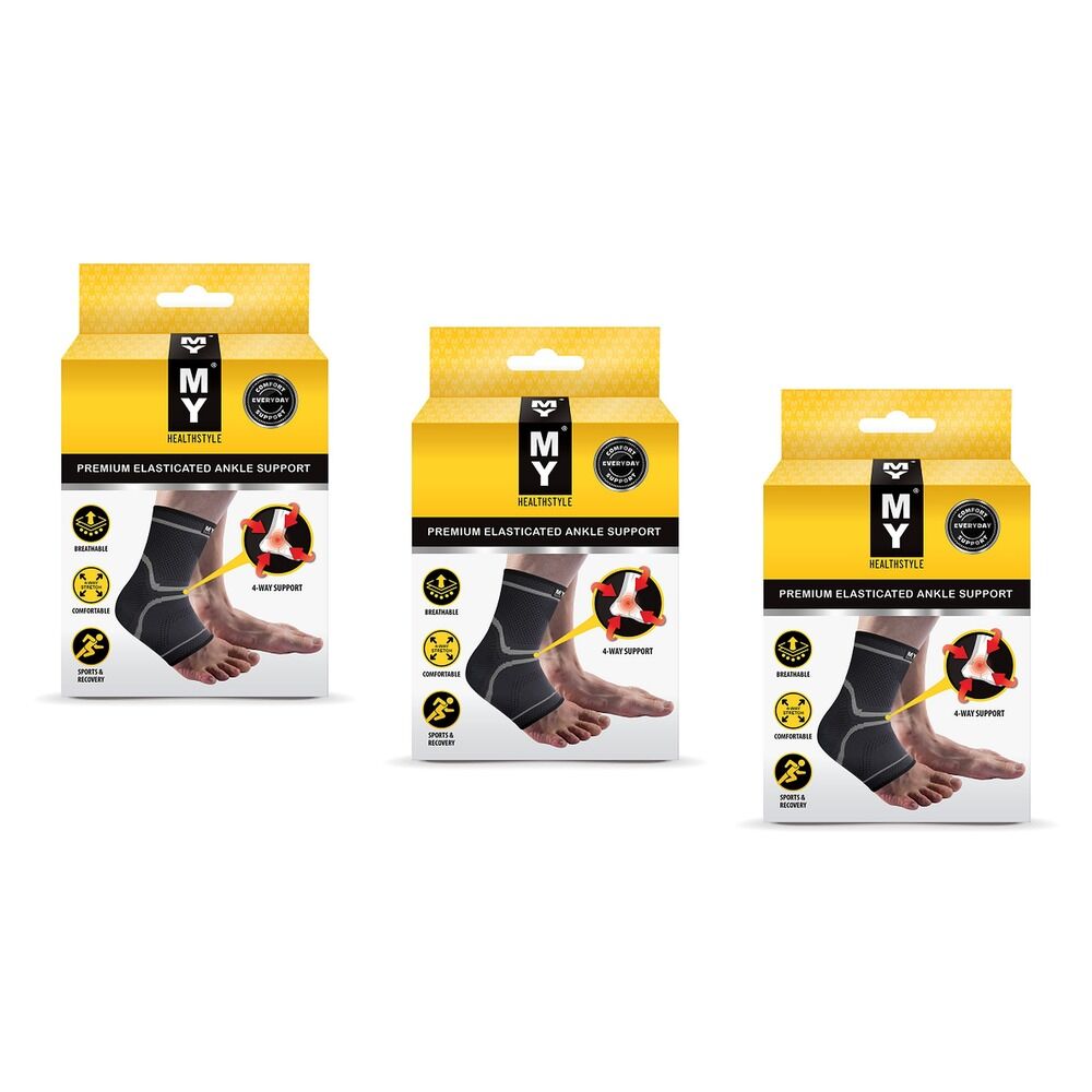 MY Premium Elasticated Ankle Support Medium Pack of 3