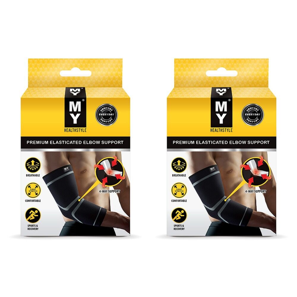 MY Premium Elasticated Elbow Support Medium Pack of 2