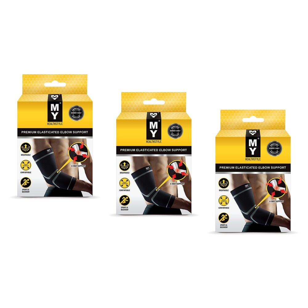 MY Premium Elasticated Elbow Support Medium Pack of 3