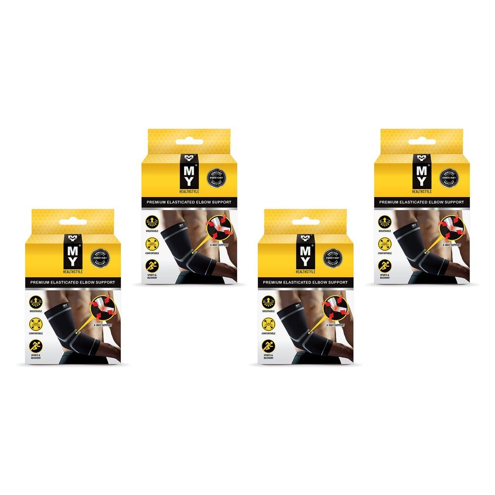 MY Premium Elasticated Elbow Support Medium Pack of 4