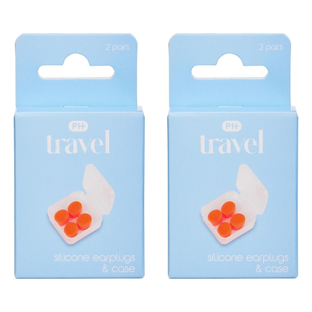 Pharmacy Health Silicone Earplugs and Case 2 Pairs Pack of 2