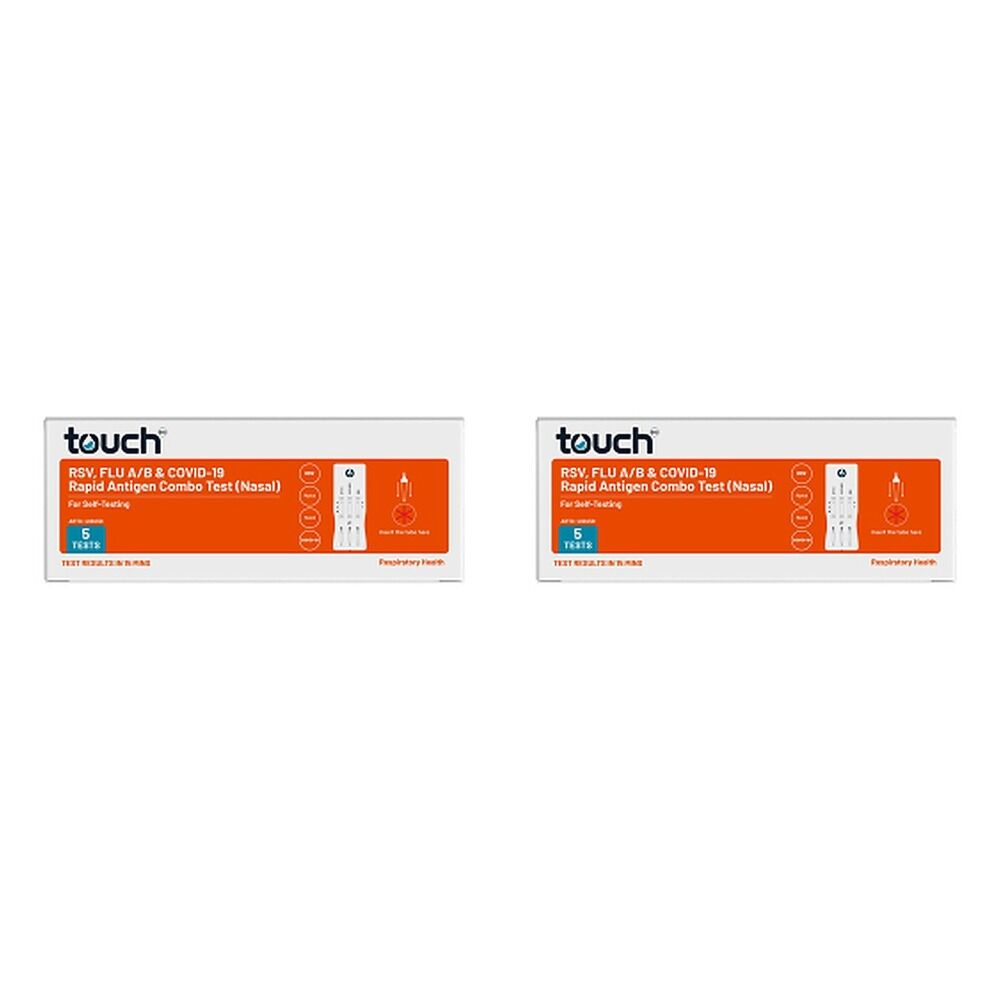 TouchBio RSV, Flu A/B & COVID-19 Combo Rapid Antigen Test 5 Tests Pack of 2