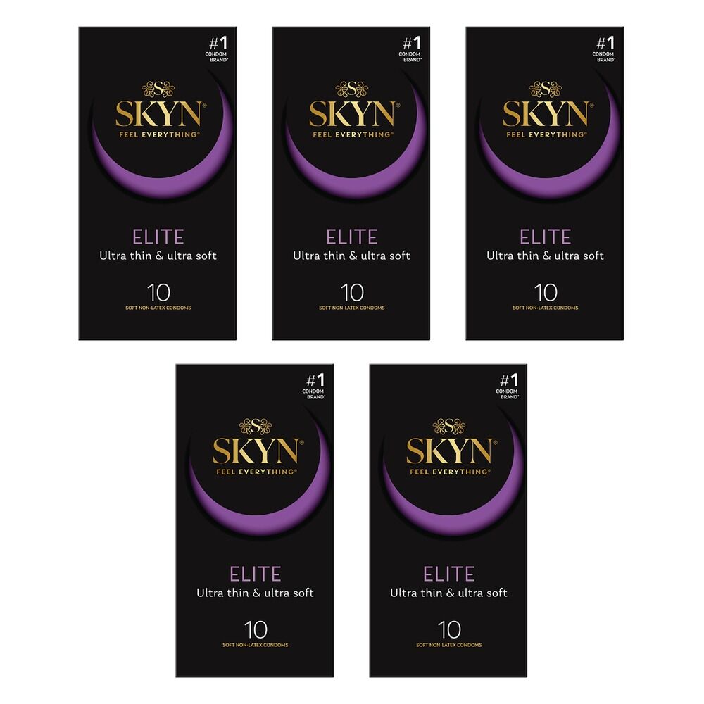 Skyn Elite Condoms Ultra Thin & Ultra Soft 10 Pack Bundle of 5