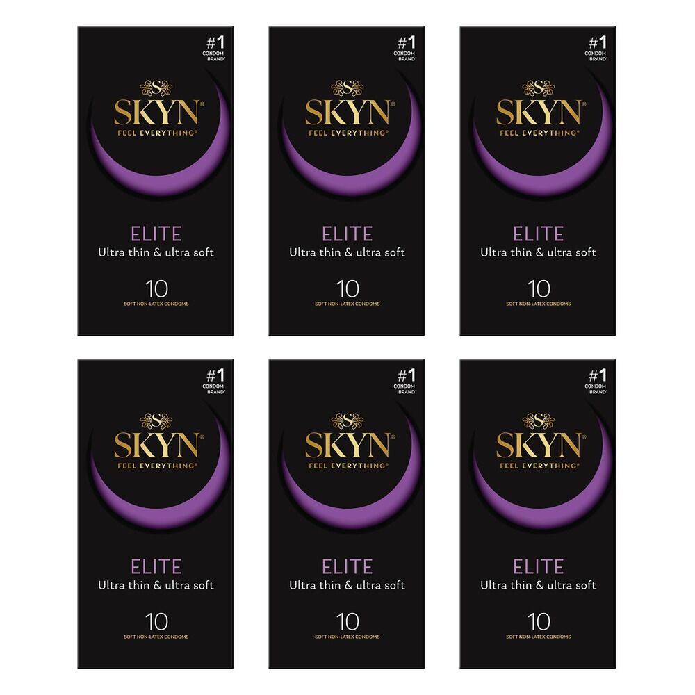 Skyn Elite Condoms Ultra Thin & Ultra Soft 10 Pack Bundle of 6