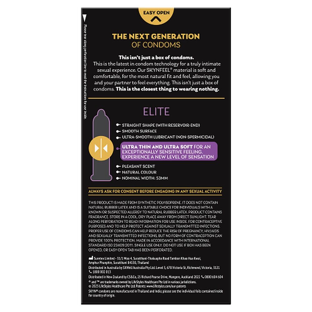 Skyn Elite Condoms Ultra Thin & Ultra Soft 10 Pack