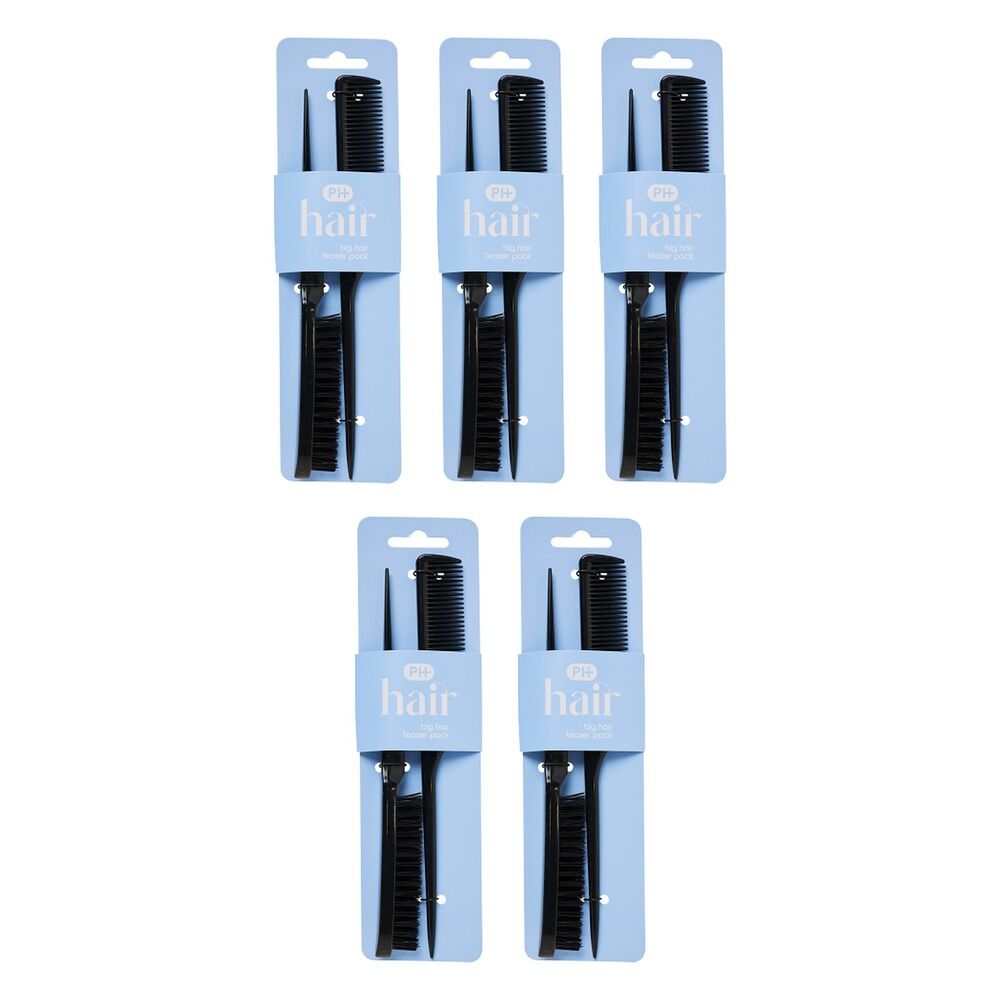 Pharmacy Health Big Hair Teaser Comb 2 Pack Bundle of 5
