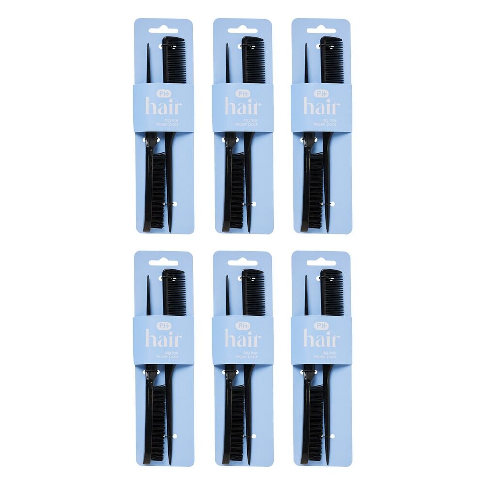 Pharmacy Health Big Hair Teaser Comb 2 Pack Bundle of 6