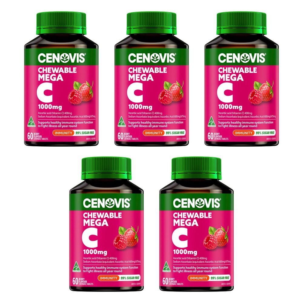 Cenovis Chewable Mega C 1000mg Berry 60 Tablets Pack of 5