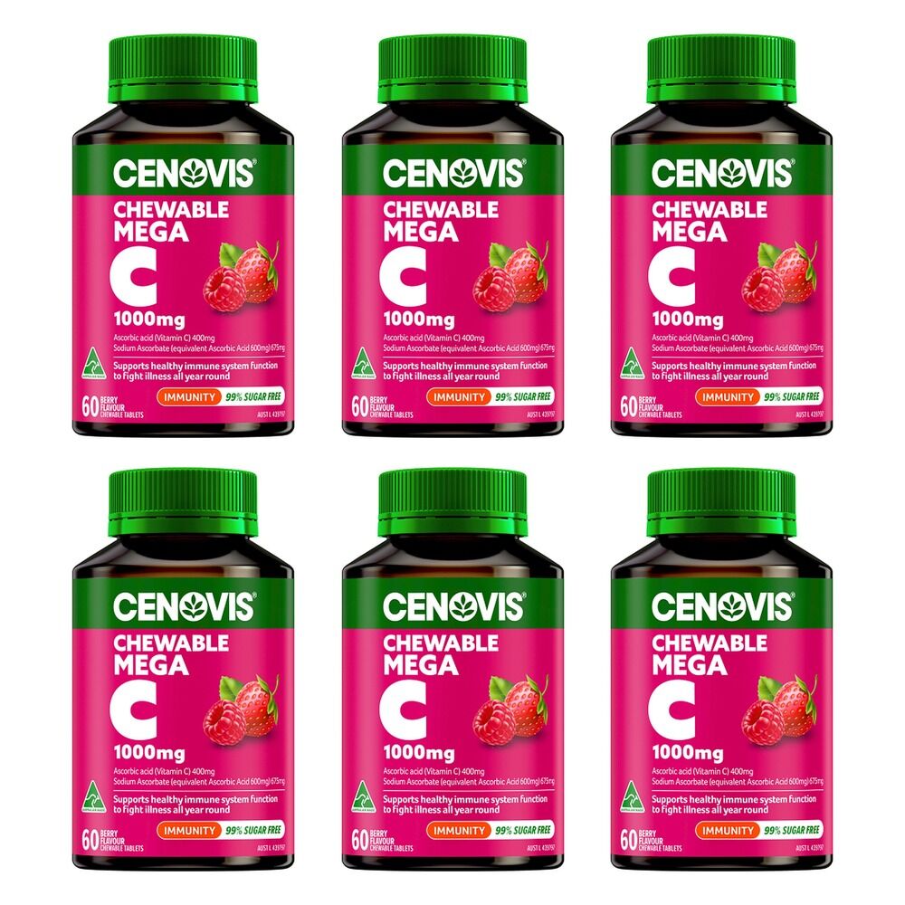 Cenovis Chewable Mega C 1000mg Berry 60 Tablets Pack of 6