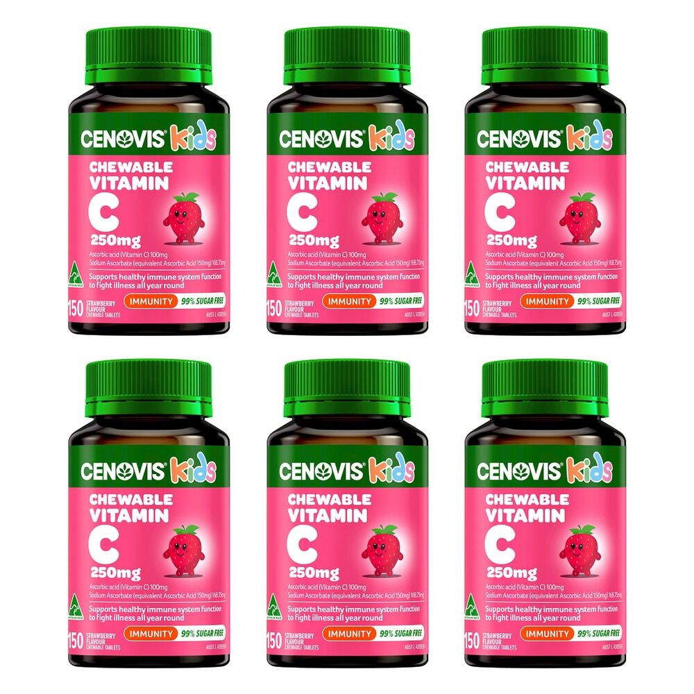 Cenovis Chewable Vitamin C 250mg Strawberry 150 Tablets Pack of 6