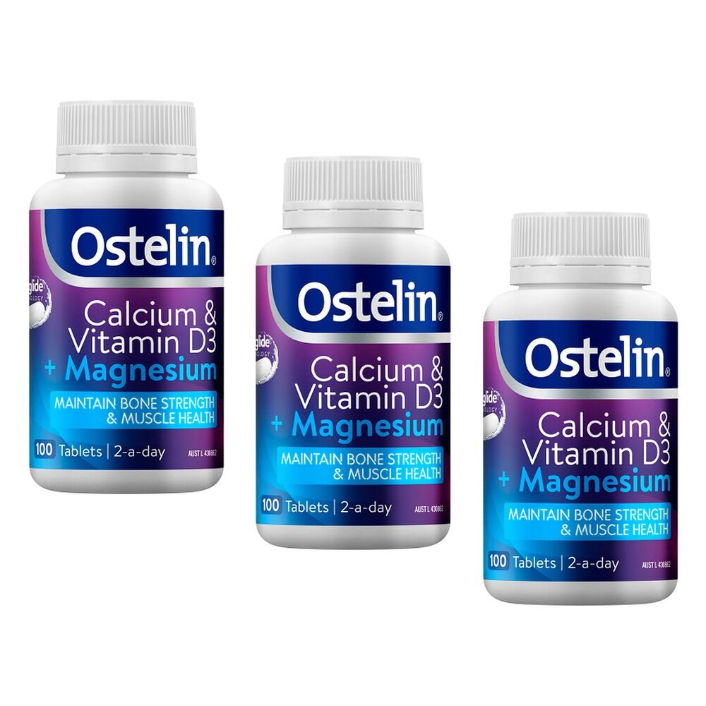 Ostelin Calcium & Vitamin D3 + Magnesium 100 Tablets Pack of 3