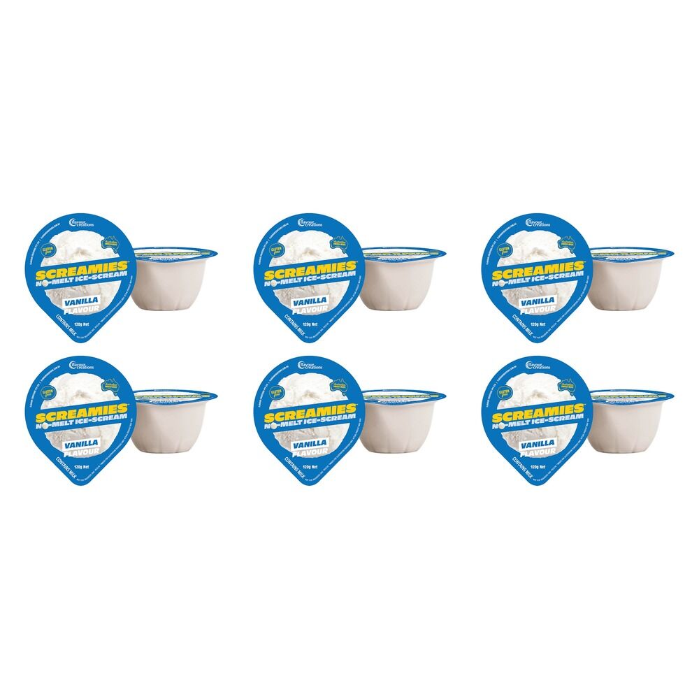 Screamies No Melt Ice Cream Vanilla 120g x 2 Pack x 6 Bundle of 6