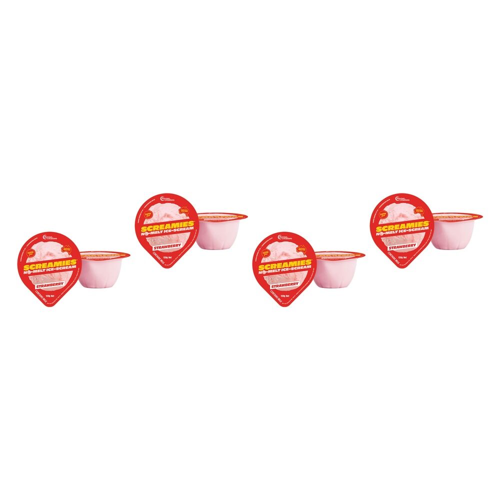 Screamies No Melt Ice Cream Strawberry 120g x 2 Pack x 6 Bundle of 4