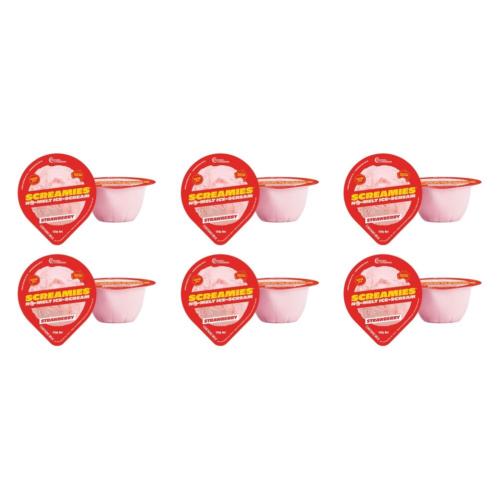 Screamies No Melt Ice Cream Strawberry 120g x 2 Pack x 6 Bundle of 6