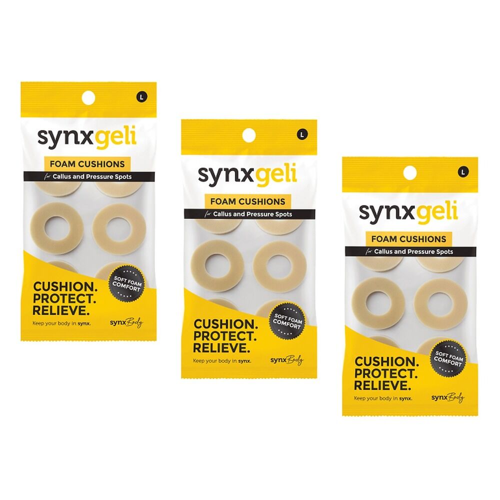 Synx Synxgeli Foam Cushions for Callus & Pressure Spots 6 Pack Bundle of 3